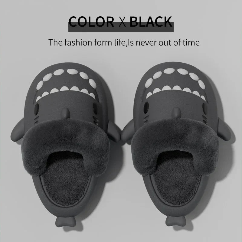 Unisex Shark Slippers – Warm Plush Indoor Shoes