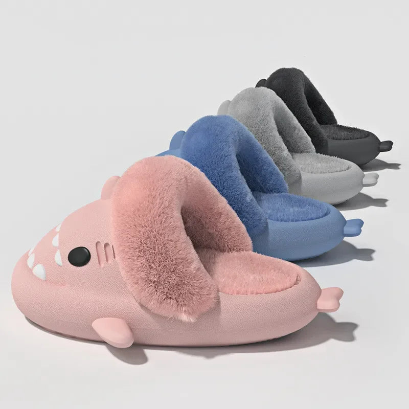 Unisex Shark Slippers – Warm Plush Indoor Shoes