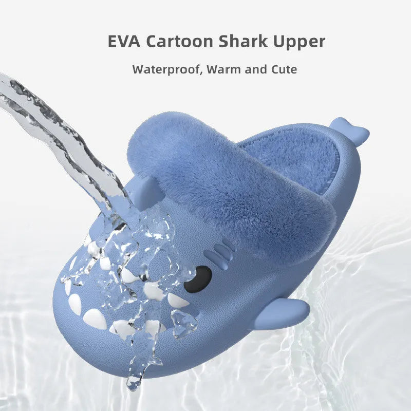 Unisex Shark Slippers – Warm Plush Indoor Shoes