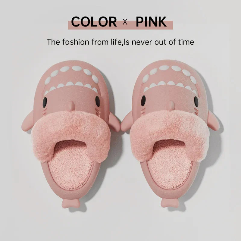 Unisex Shark Slippers – Warm Plush Indoor Shoes