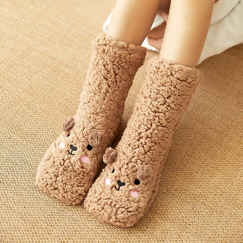 Fluffy brown socks