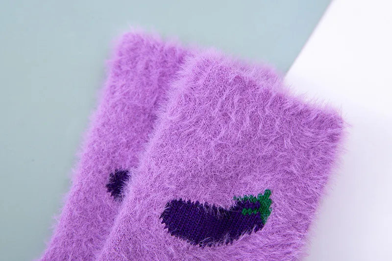 Eggplant fluffy socks