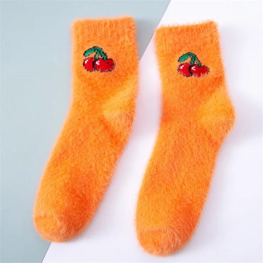 Orange fluffy socks