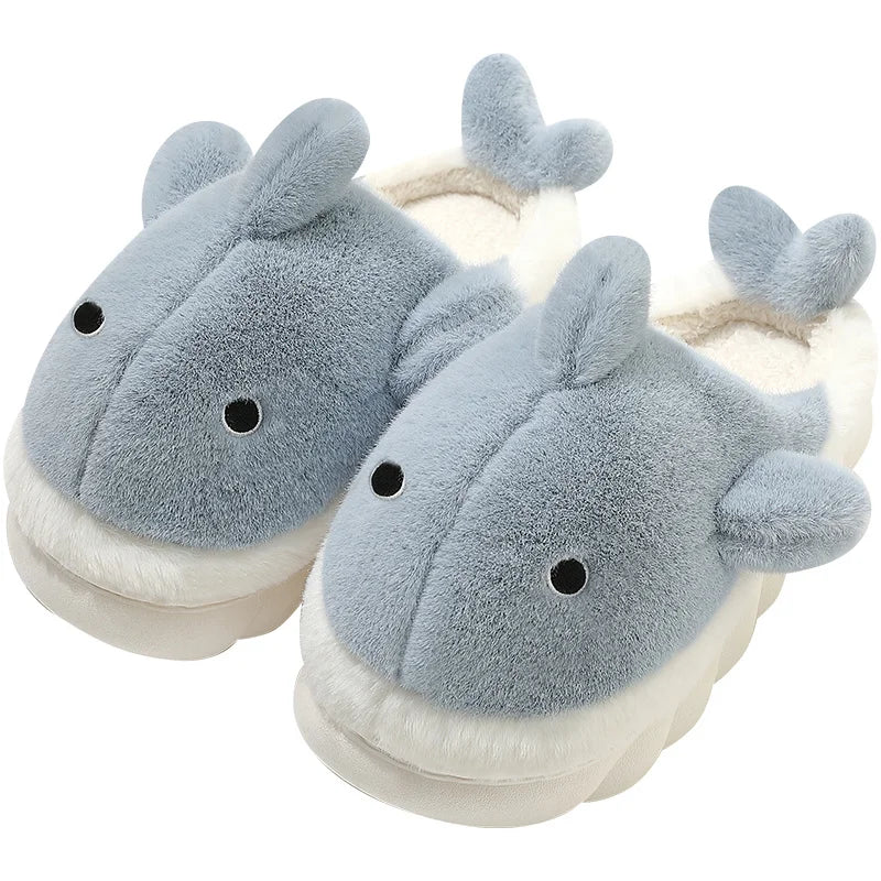 Unisex Whale Slippers – Plush Cozy Indoor Shoes