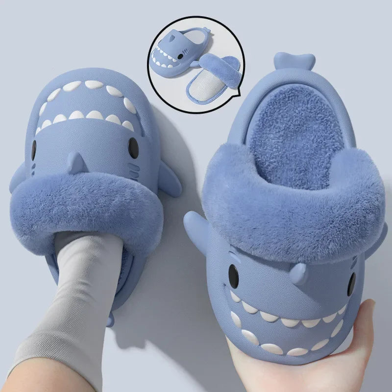 Unisex Shark Slippers – Warm Plush Indoor Shoes