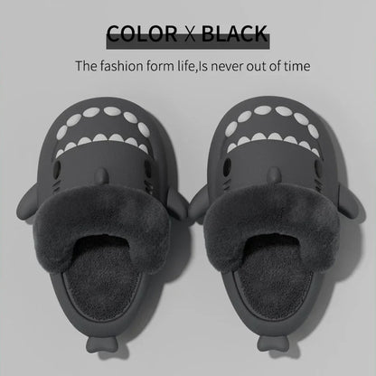 Unisex Shark Slippers – Warm Plush Indoor Shoes