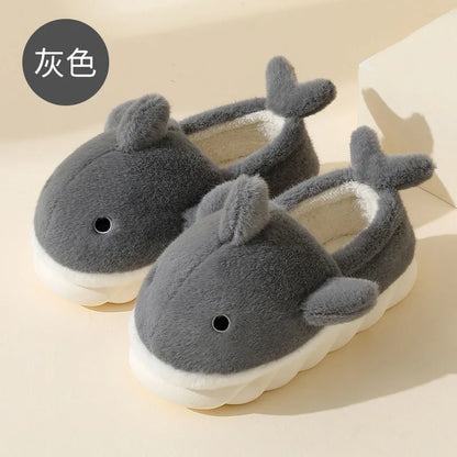 Unisex Whale Slippers – Plush Cozy Indoor Shoes