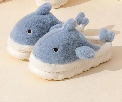 Unisex Whale Slippers – Plush Cozy Indoor Shoes