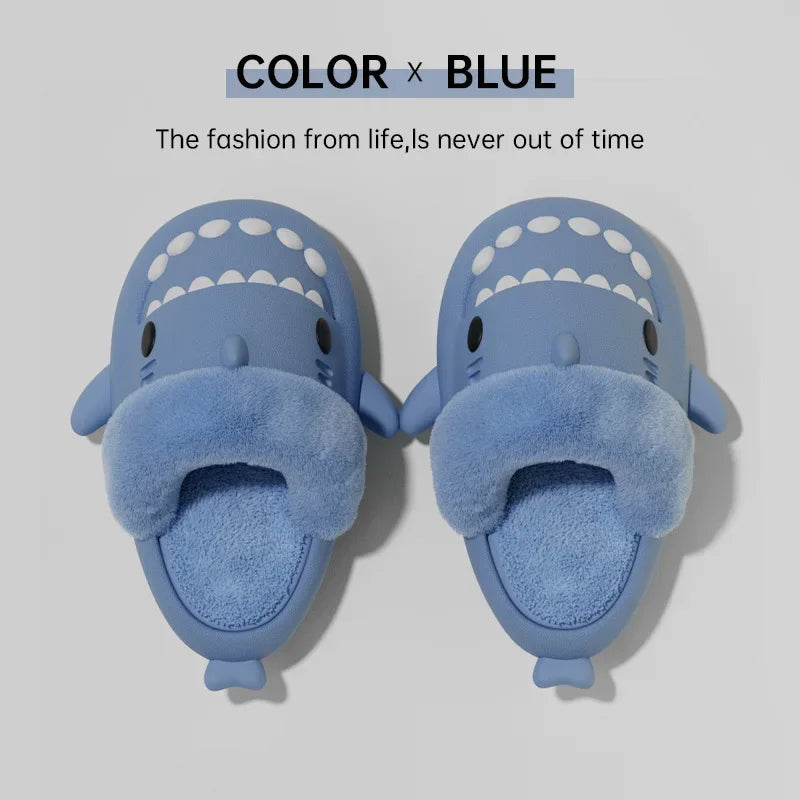 Unisex Shark Slippers – Warm Plush Indoor Shoes