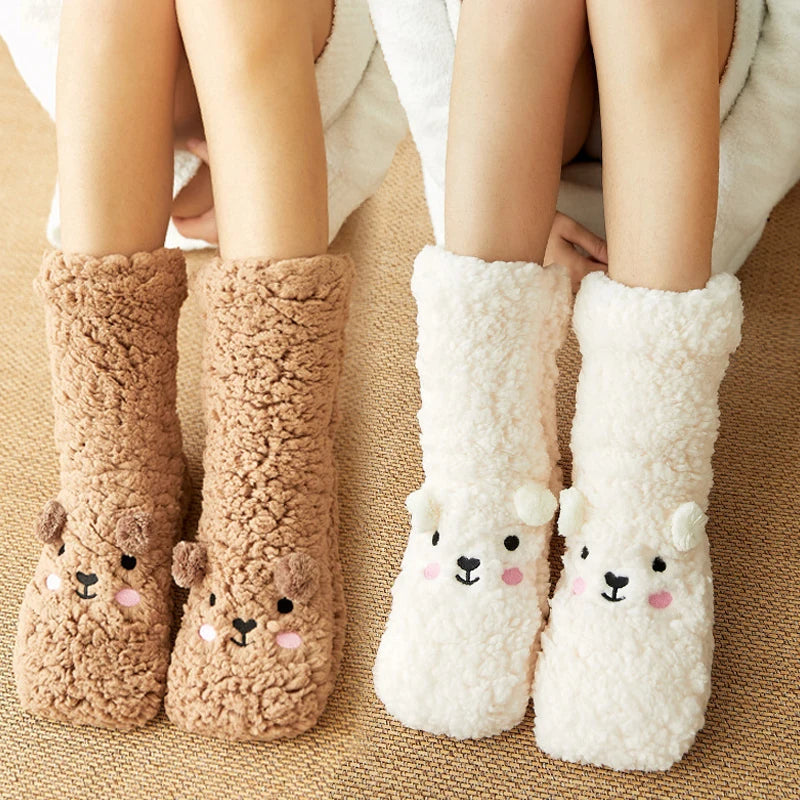 Fluffy brown socks