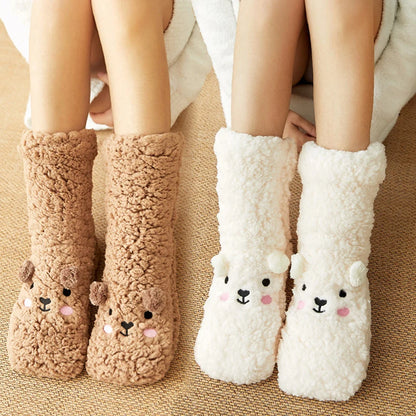 Fluffy brown socks