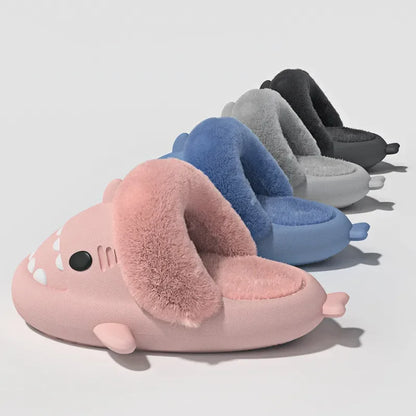 Unisex Shark Slippers – Warm Plush Indoor Shoes