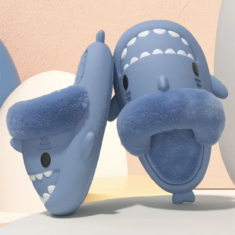 Unisex Shark Slippers – Warm Plush Indoor Shoes