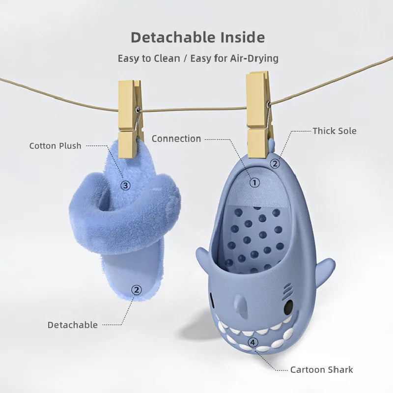 Unisex Shark Slippers – Warm Plush Indoor Shoes