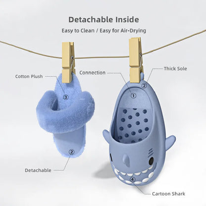 Unisex Shark Slippers – Warm Plush Indoor Shoes