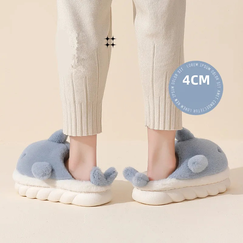 Unisex Whale Slippers – Plush Cozy Indoor Shoes