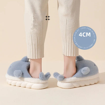 Unisex Whale Slippers – Plush Cozy Indoor Shoes