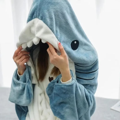 Unisex Shark Pajama Costume – Flannel Cozy Sleepwear