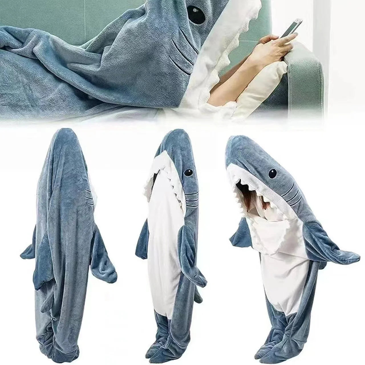Unisex Shark Pajama Costume – Flannel Cozy Sleepwear