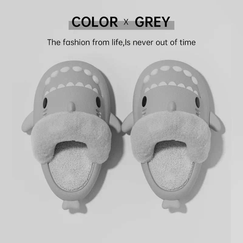 Unisex Shark Slippers – Warm Plush Indoor Shoes