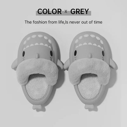 Unisex Shark Slippers – Warm Plush Indoor Shoes