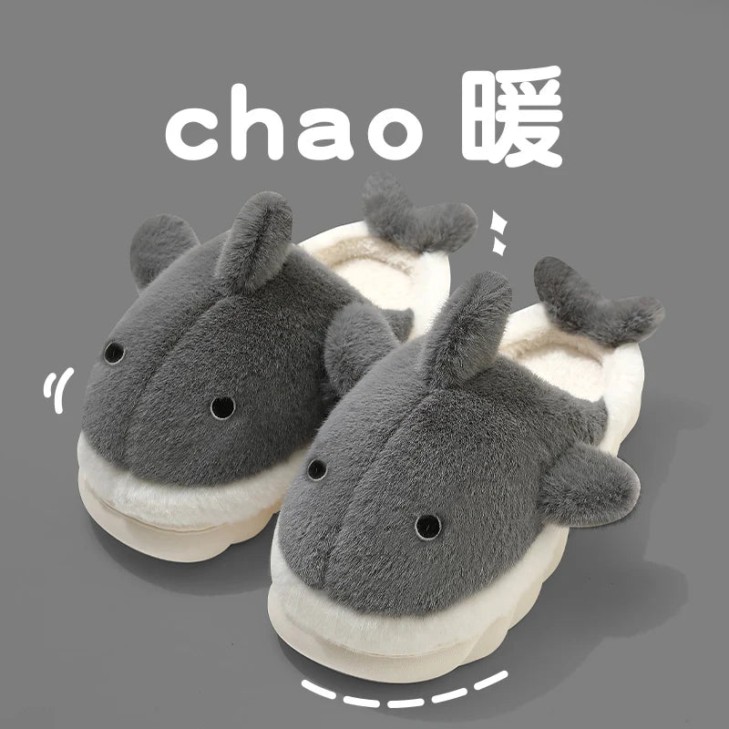 Unisex Whale Slippers – Plush Cozy Indoor Shoes