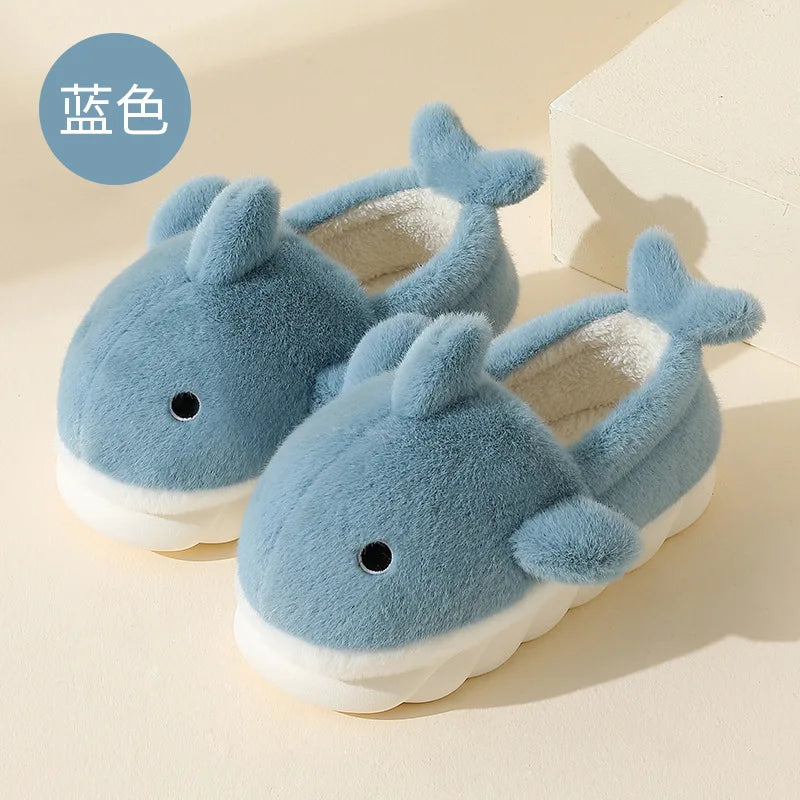 Unisex Whale Slippers – Plush Cozy Indoor Shoes