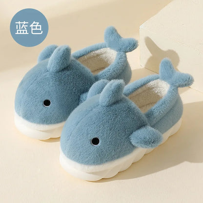 Unisex Whale Slippers – Plush Cozy Indoor Shoes