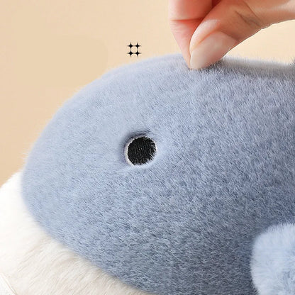 Unisex Whale Slippers – Plush Cozy Indoor Shoes