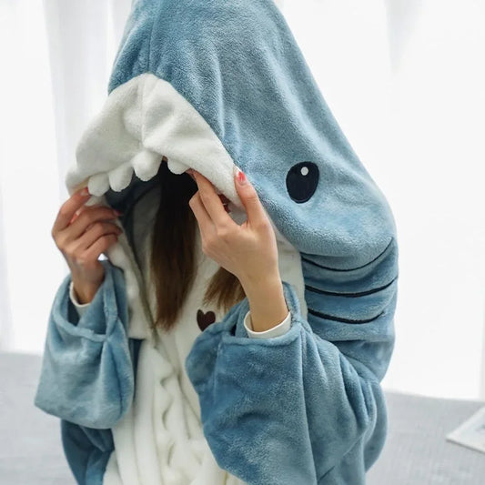 Unisex Shark Pajama Costume – Flannel Cozy Sleepwear