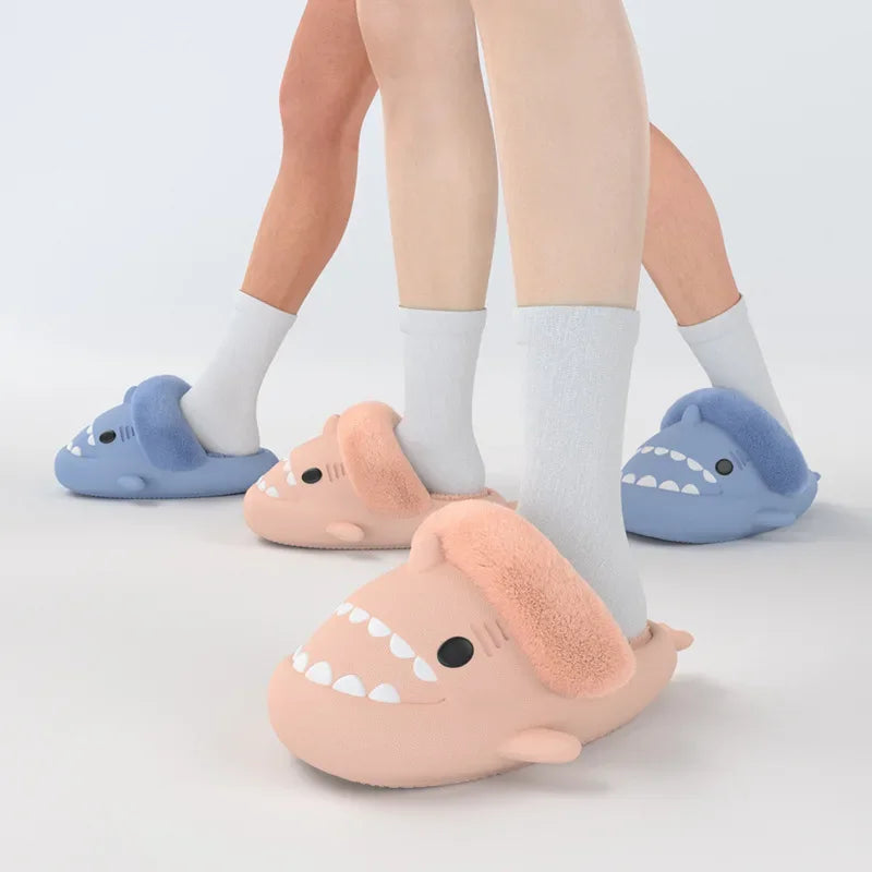 Unisex Shark Slippers – Warm Plush Indoor Shoes