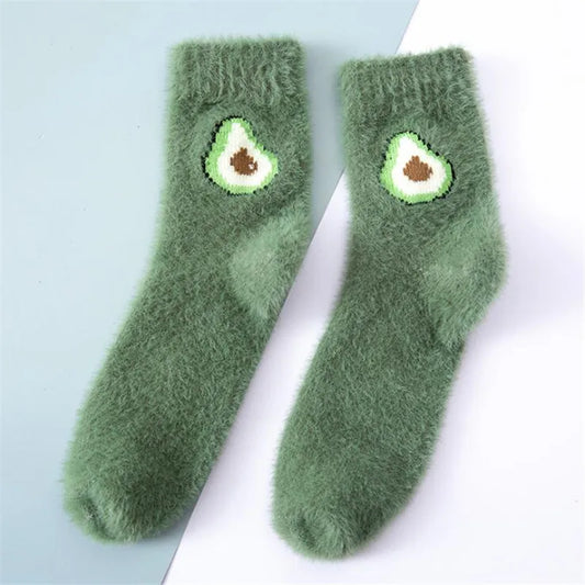 Avocado fluffy socks